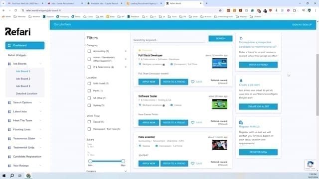 Expectations of a recruitment website integrated with Jobadder - Refari