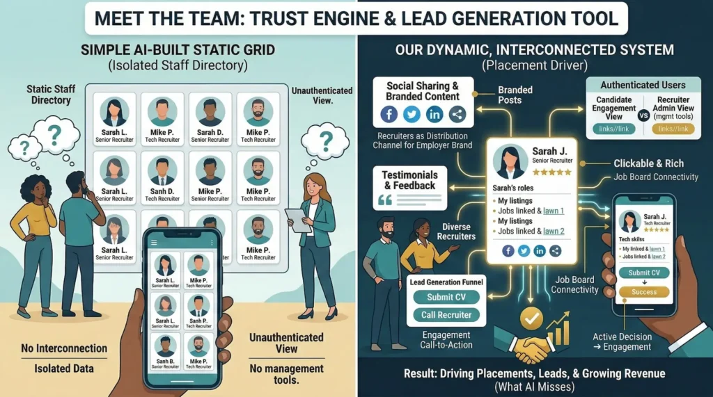 The Recruitment Website Iceberg: What 10,000 Support Tickets Taught Us That AI Never Could 3 Your Meet the Team page is doing more than you think