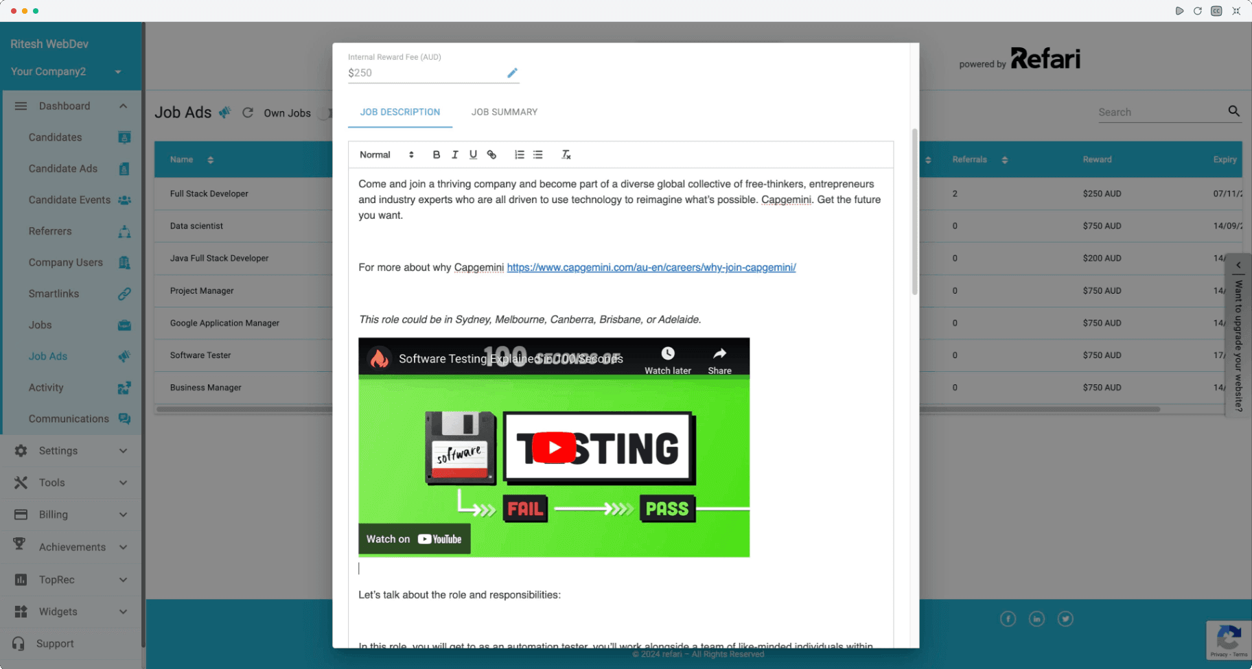 Job Board Software UK 34 Video Enabled Job Adverts